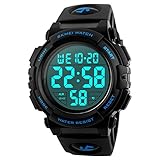 Reloj deportivo digital para hombre, para uso al aire libre o al hacer ejercicio, resistente al agua a 5 ATM y de estilo militar, LED y alarma.