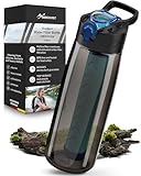 BERGKVIST® Botella con filtro de agua para exteriores OBSIDIAN (650 ml) con brújula - Potabilizador de agua para agua potable limpia - Tratamiento de agua para equipamiento y supervivencia
