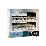MBH - Tostadora profesional INOX eléctrica doble para HOSTELERÍA. Tostador de pan industrial 2 pisos para bar y restaurante.