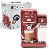 Breville Cafetera Espresso Prima Latte III | Cafetera expreso, capuchino y café con leche | Bomba italiana 19 bares | Espumador de leche automático | Compatible con monodosis ESE pod | Roja [VCF147X]
