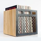 Keep Them Spinning - Caja para Vinilos | Estantería para Discos de Vinilo en Madera y Acero al Carbono | Soporte de Discos, Revistas y Libros | Cajón para Vinilos | Capacidad 50 LPs