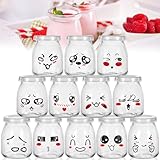 Purpledi 12 Vasos Yogurtera de Cristal, Tarros de Yogur con Tapa, Recipientes de Vidrio Para Pudín y Yogur, Botes Vaso para Máquinas de Yogurmulticocina 100 ml para Presentar y Servir Alimentos