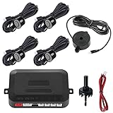 MOCNT Kit de Sensor de Aparcamiento Coche 4 Sensores de Aparcamiento Sistema Radar Inverso Traseros Sensores de Estacionamiento Marcha Atrás Alarma de Sonido Negro