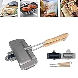 Molde para hornear sándwiches de doble cara, 4 w1 h, tostadora de perros calientes, bandeja antiadherente para hornear sándwiches, mango de desmontaje antiadherente