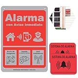 ITALMI® Set 1 Cartel Alarma de Dibond + 2 Pegatinas para Interior, Exterior | Cartel Alarma Securitas para tener una Mayor Seguridad.