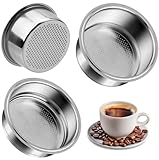 2 pcs Filtro de Café de Acero Inoxidable, Filtros Cafetera ，Canasta de Filtro Expreso de 1 y 2 Tazas, Canasta de Filtro Presurizado de Doble Capa de 51 mm Compatible La Mayoría de Cafeteras