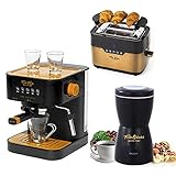 ECODE® Pack Cafetera Espresso FORTE TOUCH + Tostadora FORTE TOASTER + Molinillo de café FORTE GRINDER. Pack Desayuno