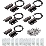 5pcs Negro interruptores magnéticos de lengüeta para Puerta de Ventana de Seguridad con Cable Empotrado, Sensor de Puerta magnético, Imán Cerca - conectar Circuito, imán lejos - Romper Circuito