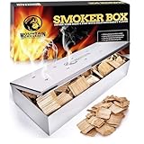 Caja de ahumado para parrilla - Deliciosa carne con sabor a ahumado en tu parrilla de gas o carbón - Caja de ahumado de metal con tapa con bisagras de fácil apertura (acero inoxidable, acabado pulido)