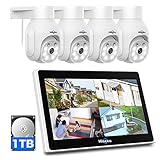 【5MP + 10 Canales】 Hiseeu Kit de Cámara de Vigilancia Exterior,5MP Cámara de Seguridad, 1TB Disco Duro NVR Sistema de Videovigilancia con 10' Monitor, 4X Camaras Vigilancia,Visión Nocturna