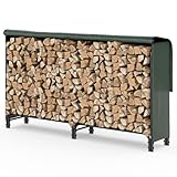 VOUNOT® Soporte de Madera de 2 Metros | Estante de Registro de Chimenea | Registro de leña con Tapa | Soporte de Almacenamiento de Madera para Interiores al Aire Libre | Negro