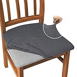 Granbest Juego de 4 fundas de asiento para silla de comedor de jacquard, de alta elasticidad, antipolvo, para comedor, cocina (juego de 4, gris)