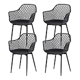 buybyroom Silla de Comedor Juego de 4,Sillas de Comedor Silla con Reposabrazos Silla de Plástico Comedor, Negro