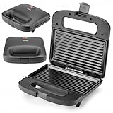 Huslog Tostadora, Sandwichera, Sandwich, Revestimiento Antiadherente, 750w, Panini, Negro