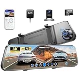 AZDOME Cámara de Coche 11.8' Mirror Dash CAM 4K+1080P Espejo Retrovisor Pantalla táctil Camara Trasera Visión Nocturna Modo de estacionamient(PG17)