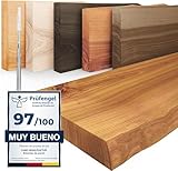 LAMO Manufaktur Estante de Madera con Borde Natural, Estante Flotante, Modelo Invisible, Rustico 60cm, LW-01-A-003-60W