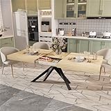 Mesa de Comedor Extensible Estilo Industrial Mesa Extensible Cocina Madera 120CM x75CM x70CM + 1 Extensiones de 30cm Rústica Mesa de Comedor o Cocina Rectangular con Patas de Hierro en Forma de X