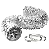 HG Power Tubo Flexible de Aluminio de 100mm, Longitud de 2m, Tubo Flexible Campana Extractora Conducto, con 2 Abrazaderas Metalicas para Tubos, Cocinas, Baños