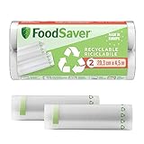 FoodSaver rollos de envasado al vacío | Reciclables y reutilizables | Mantiene los alimentos frescos hasta 5 veces más tiempo | Sin BPA | 2 rollos para congelar y cocer a fuego lento (20 cm נ4,5 cm)