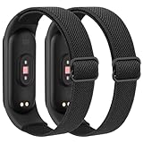 Meliya 2Pack Correas para Xiaomi Mi Band 4/Xiaomi Mi Band 3/Xiaomi Mi Band 6/Xiaomi Mi Band 5/Xiaomi Mi Band 7,Elástica Nylon Trenzada Ajustable Pulseras Repuesto para Mi Band 7/6/5/4/3(Negro/Negro)