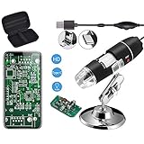 Jiusion Original 40-1000X Microscopio USB con Estuche Portátil, Cámara de Endoscopio Digital de Aumento 8 Leds Base Metálica para Micro USB Tipo C Android, Windows Mac Linux Chrome