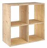 Astigarraga Kit Line Estantería Modular 4 Cubos Dinamic, Madera Maciza Pino - 70,8x70,8x33 cm