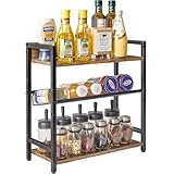 IBUYKE Especiero de 3 Niveles, Organizador Especias, Organizador escritorio, Estante de cocina,Para Comedor, Baño, Dormitorio, Oficina, Marrón Rústico TLJ021H