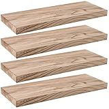 Zhufas 4 Piezas Estanteria Pared, Estante de Pared de Madera de 40 cm, Estante Colgante Paulownia, Estante Flotante, Apto para Salón, Cocina, Baño (Marrón Claro)