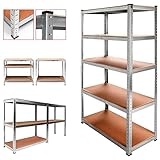 OcioDual Estanteria Metalica Galvanizada 875kg 5 Baldas 180 x 90 x 40cm Ideal para Hogar, Garaje, Cocina, Multiusos, Almacenamiento Divisible Sin Tornillos