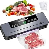 Máquina selladora al vacío,Potente sistema de conservación de alimentos compacto 5 en 1 de precisión de 90 kPa,30 bolsa de vacío, modos seco y húmedo Negro