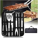 9Pcs Juego de Herramientas de Barbacoa, de Acero Inoxidable para Barbacoa, Accesorios de Barbacoa con Bolsa fácil de Transportar, Kit de Herramientas de Primera Calidad