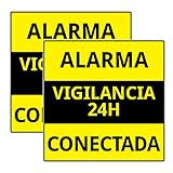 Cartel Alarma conectada Letrero disuasorio Carteles de vigilancia para exterior fácil de instalar - Evita robos con alarmas sin cuotas para casas, hogar, pisos vacíos anti-okupas (2 carteles rígidos)