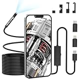 Cámara de inspección de endoscopio de 5,5 mm 1920P, boroscopio Lightswim Tipo C, cámara de Alcance con 8 Luces LED para teléfonos Inteligentes Android e iOS, iPhone, iPad, Samsung (16,5 pies/5 m)