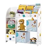 SONGMICS Organizador de Juguetes y Libros para NiÑos, EstanterÍa de Almacenamiento Multifuncional con 2 Cajas, Gran Capacidad, Tema Universal, para Dormitorio, SalÓn, Blanco GKR42WT