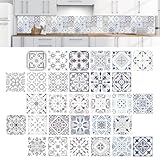 ZACUDA Vinilo Adhesivo para Azulejos de Cocina, 30 Pegatinas Decorativas para Azulejos de Baño de 15 x 15 cm Baldosas de Vinilo Autoadhesivas Impermeables para Decorar Muebles Escaleras Suelos