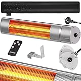 Monzana® Calefactor Infrarrojos MZH2000 2000W 3 Niveles Calentamiento Control Remoto Inclinación de 90° Exterior Terraza