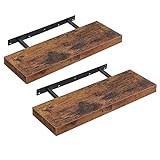 VASAGLE Estante de Pared, Juego de 2, Estante Flotante, 20 x 60 x 3,8 cm, Balda de Pared para Marcos de Fotos, Decoración, para Salón, Estudio, Cocina, Marrón Rústico LWS26BX-2