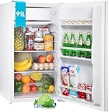 Upstreman 91L Frigorífico con congelador, Frigorífico pequeño con compartimento para verduras y congelador, Dormitorio Oficina Temperatura constante ajustable Mini refrigerador Blanco-BR321