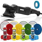 Garage Freaks Rupes - Kit de Pulido para Coche (máquina pulidora Rupes + Cinta Adhesiva 3M + 4 abrillantadores de Coche + 4 Pulido + 4 Microfibra (máquina pulidora excéntrica LHR12E Bigfoot Duetto)
