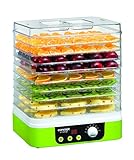 Concept Electrodomésticos SO1060 Deshidratador de Alimentos, Temporizador, con 9 bandejas rectangulares, Temperatura Ajustable de 35-70 Grados, 1200 W, 46 Decibelios, Plástico, Verde y Blanco