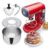 SOGO Power Mix Robot de Cocina Orbital Multifunción - Amasa, Bate, Mezcla, Bol giratorio de Acero Inox 5 litros y tapa anti salpicaduras, 5 velocidades + Turbo, Sin BPA,1000W Rojo (SS-14510)