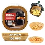 100 Pcs Papel Para Freidora De Aire Cuadrado Compatible Con COSORI y CECOTEC 20-24 Cm 5.5/6l, Moldes y Accesorios Para Air Fryer Y Para Horno, Hasta 6 Litros.