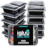 Igluu Meal Prep - Recipientes de 2 Compartimentos para comida de Plástico Sin BPA con Tapas Herméticas - Apilables y Reutilizables - Aptos para Microondas, Congelador y Lavavajillas - Set de 20