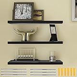 ThatsRad 3 Pzs Estanteria Flotante Pared 40 * 15 * 1,5cm Baldas Pared Negros de MDF Estante de Pared Montaje Oculto para Libros, Fotos Estantes Flotantes Moderno para Baño, Salón, Cocina, Pasillo