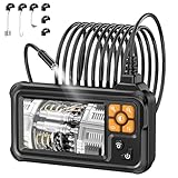 Lightswim - Boroscopio Digital Industrial HD 1080P, cámara de inspección endoscópica IPS de 4.3 Pulgadas con alcantarillado de Serpiente Impermeable IP67 de Mano con 8 Luces LED, Cable semirrígido de