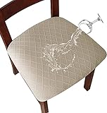 SHENGYIJING Fundas de asiento de silla impermeables con diseño de celosía de diamante elástico para sillas de comedor, fundas de sillas de cocina con hebilla (4, caqui)