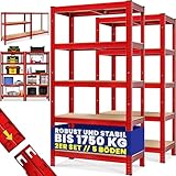 Deuba 2x Estanterías Metálicas 180x90x40cm 875kg Rojas Estantería para Cargas Pesadas 5 Estantes Taller