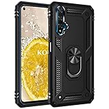 KOUYI Funda para Huawei Nova 5T, Armor Militar Carcasa con 360 Anillo iman Soporte Hard PC y Silicona TPU Bumper antigolpes Fundas Carcasas Case con Kickstand para Huawei Nova 5T (Negro)