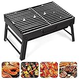 AGM Parrilla de Carbón, 52x29.5x22.2cm, Parrilla de Carbón Plegable Portátil para Picnic, viajes, patio o camping en el jardín (M:5-7 personas)