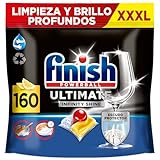 Finish Powerball Ultimate Infinity Shine, pastillas para el lavavajillas con protección de la vajilla, Limón, 160 pastillas